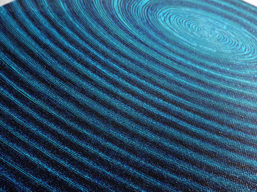 Blue Concentric Vortex Wall Art, Optical Abstract Poster, Modern Geometric Print, Retro Sci Fi Decor, Statement MCM Artwork