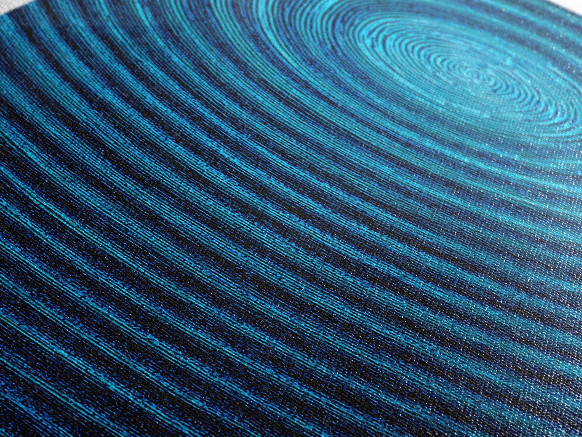Blue Concentric Vortex Wall Art, Optical Abstract Poster, Modern Geometric Print, Retro Sci Fi Decor, Statement MCM Artwork