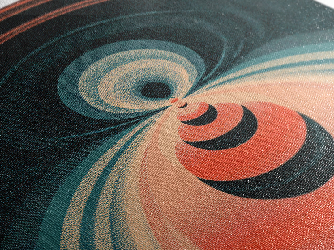 Red Orbital Target Wall Art, Cosmic Midcentury Abstract Print, Retro Geometric Space Poster, Modern MCM Decor For Home Office