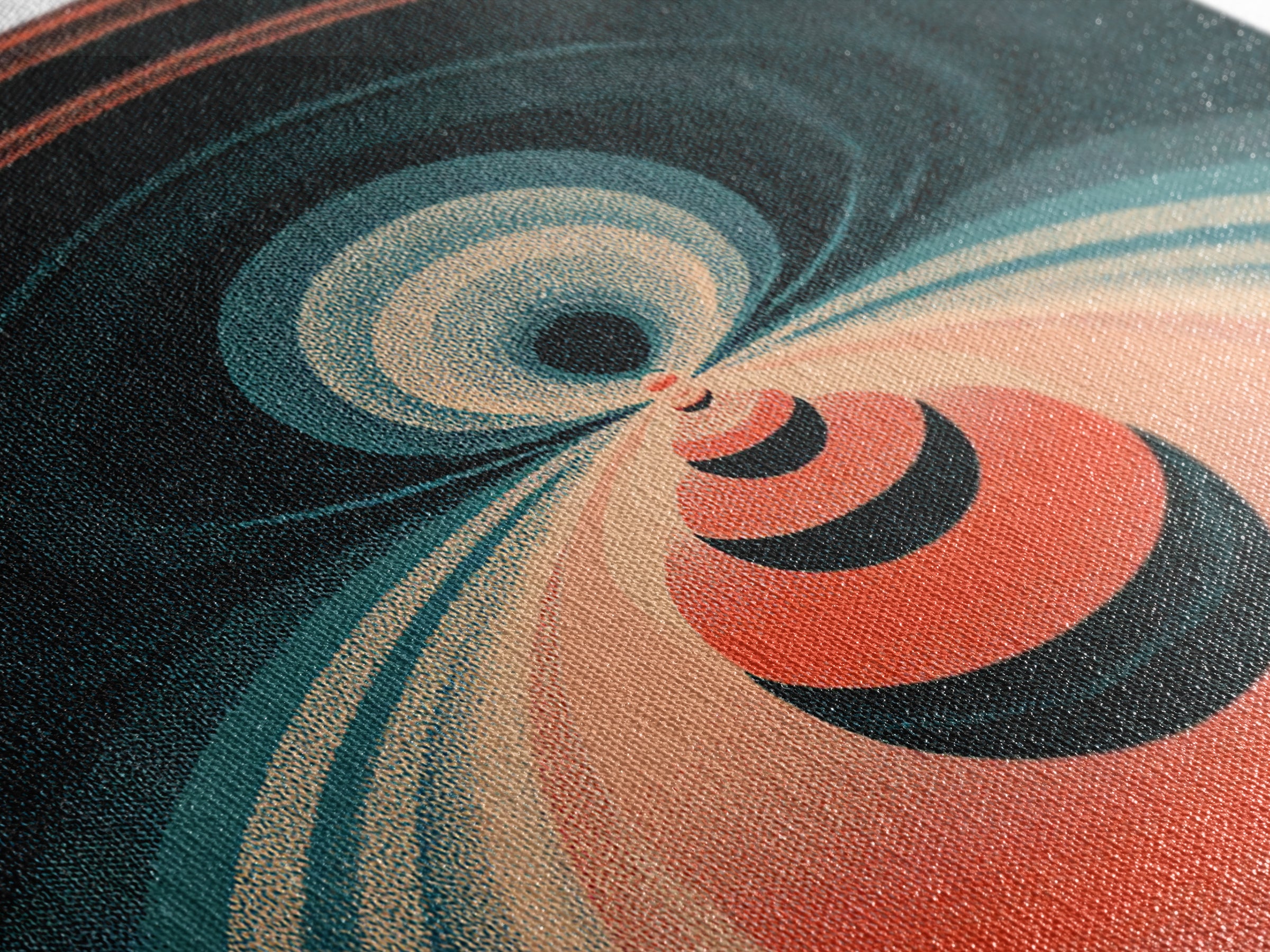 Red Orbital Target Wall Art, Cosmic Midcentury Abstract Print, Retro Geometric Space Poster, Modern MCM Decor For Home Office