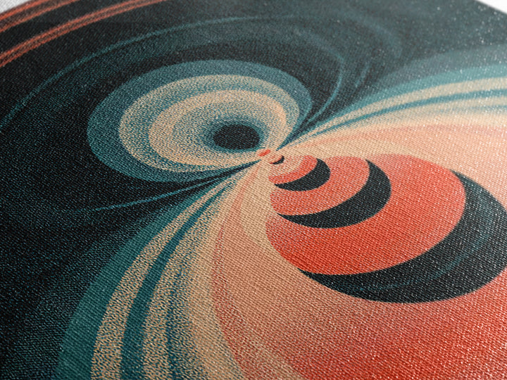 Red Orbital Target Wall Art, Cosmic Midcentury Abstract Print, Retro Geometric Space Poster, Modern MCM Decor For Home Office