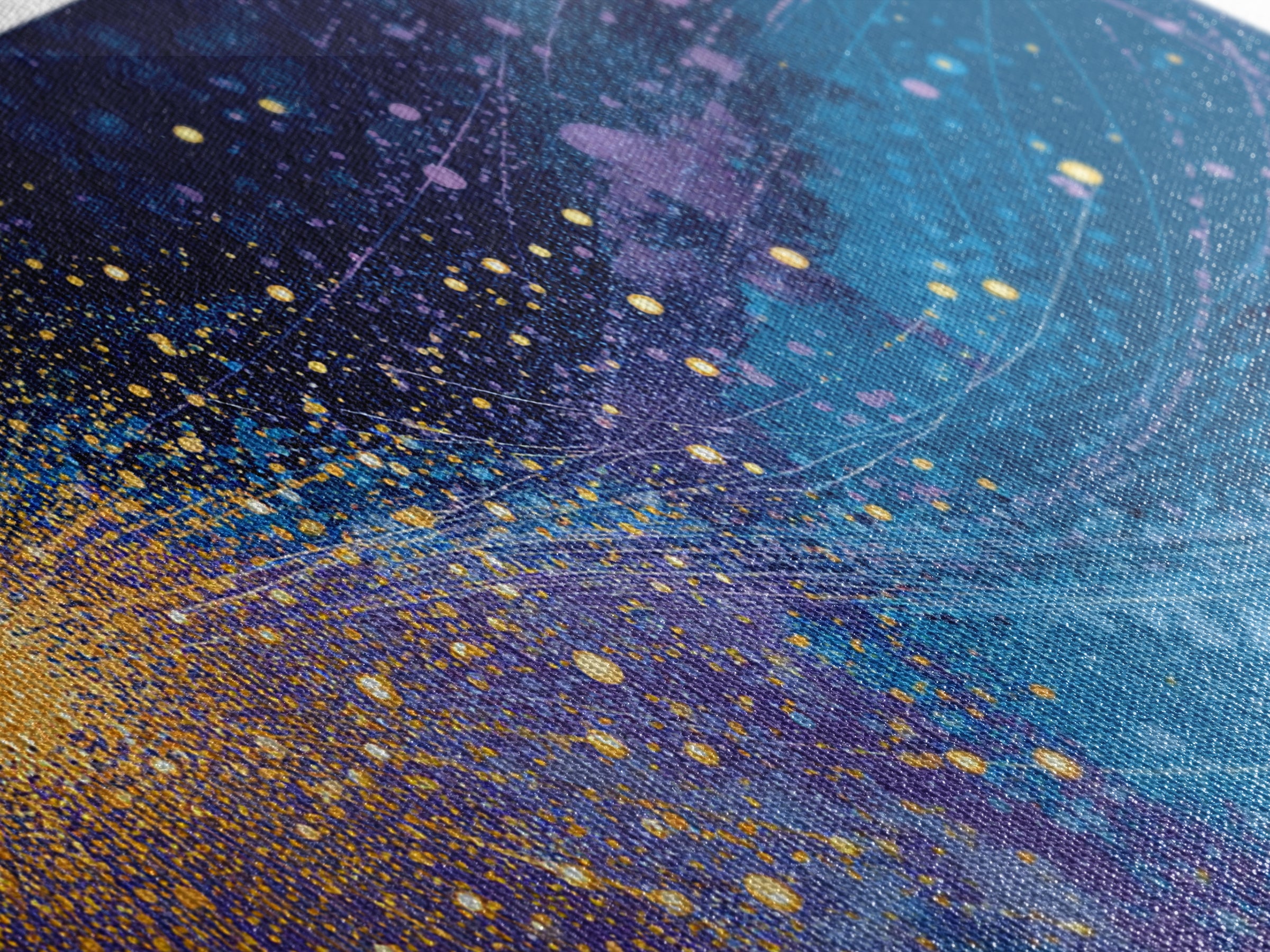 Golden Starburst Space Wave Canvas Print, Colorful Abstract Wall Art, Modern Galaxy Poster, Sci Fi Office And Living Room Decor