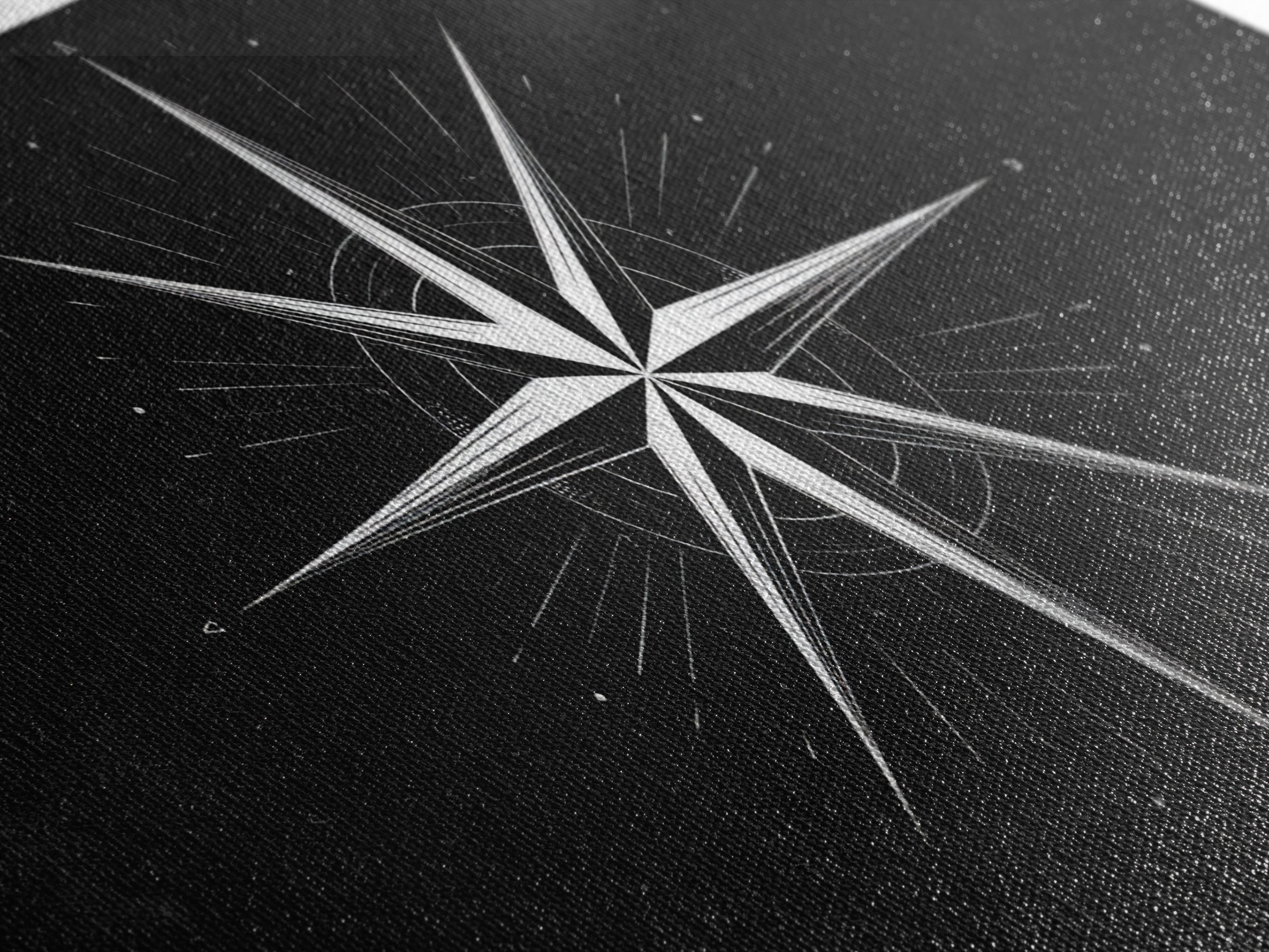 Minimal White Compass Star Wall Art, Black And White Geometric Print, Nautical Modern Wall Decor, Celestial Office Poster