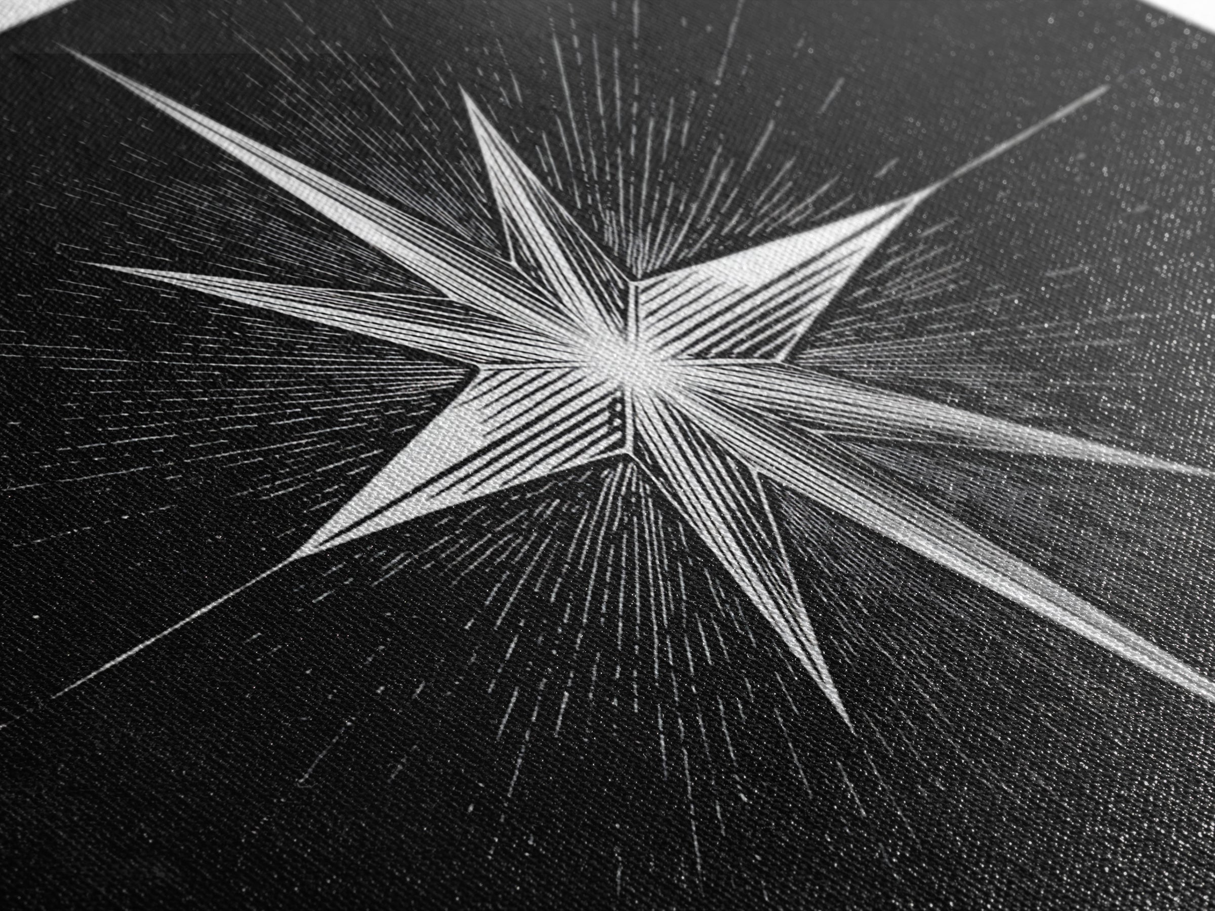 Exploding Compass Star Canvas Print, Black And White Celestial Wall Art, Geometric Nautical Poster, Modern Home Office Decor