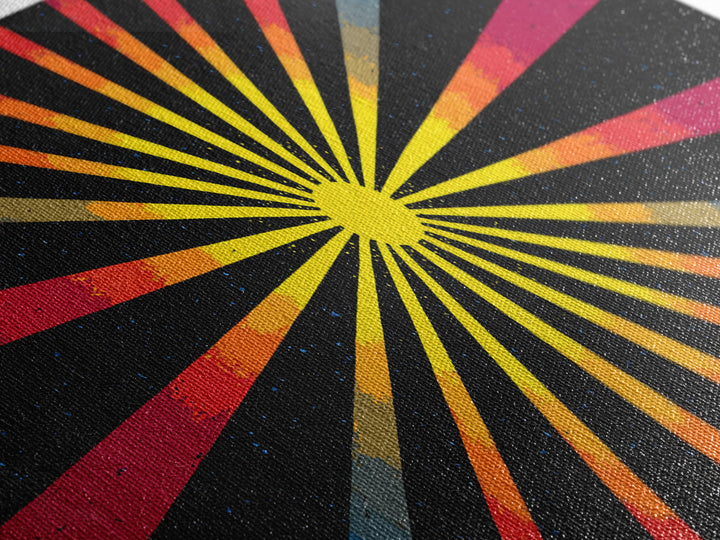 Cosmic Sunburst Wall Art, Black Starry Ray Poster, Retro Atomic Midcentury Modern Decor, Bold Geometric Space Print, MCM