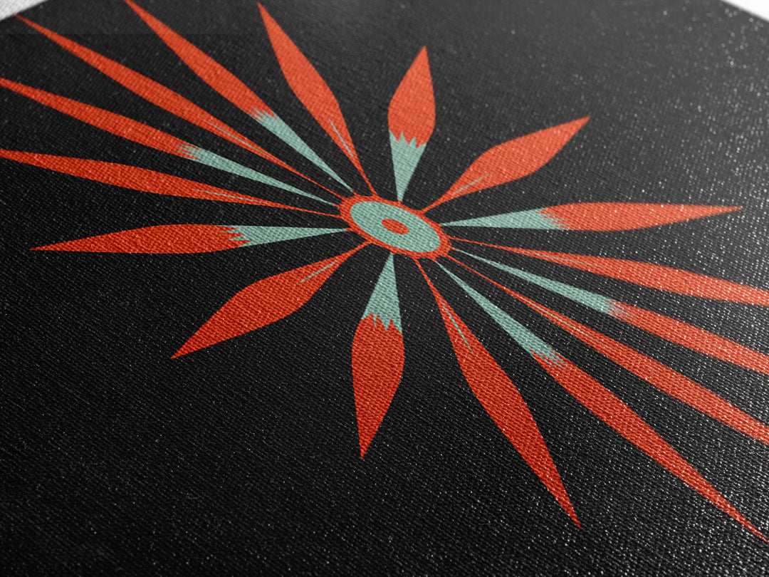 Red Atomic Starburst Wall Art, Midcentury Modern Art Print, Retro Geometric Poster, MCM Wall Decor, Bold Orange Black Decor
