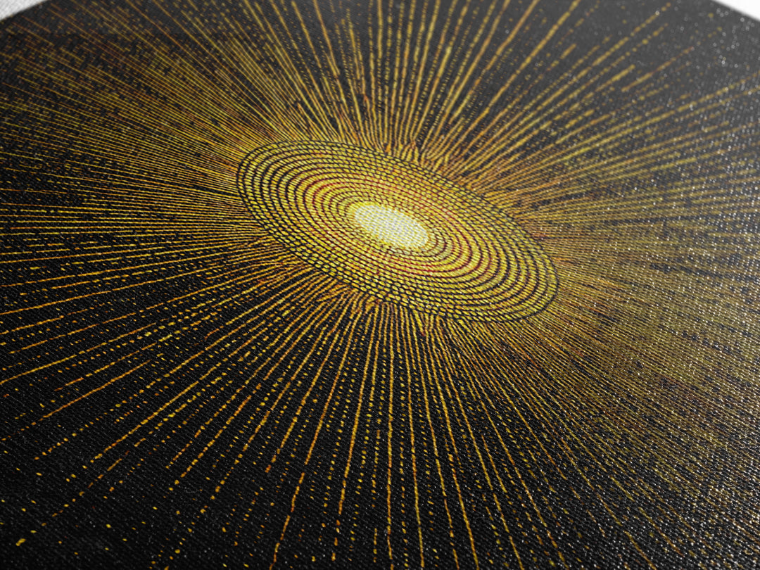 Golden Radiant Starburst Sun Wall Art, Midcentury Modern Abstract Poster, Atomic Geometric Print, Celestial Home Decor Gift