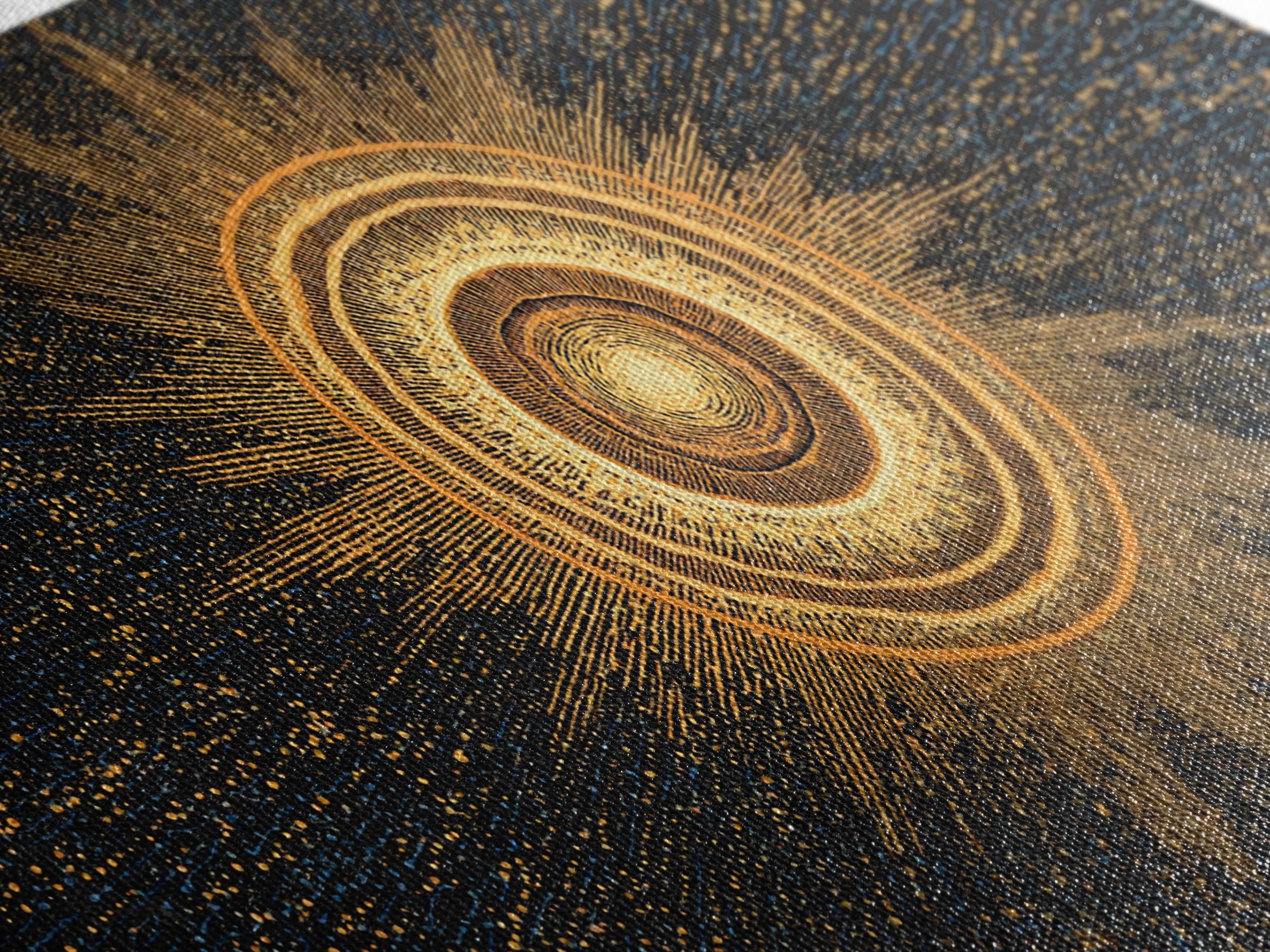 Golden Orbital Energy Sphere Canvas Print, Abstract Sci Fi Wall Decor, Cosmic Geometric Art, Modern Space Poster Gift Idea