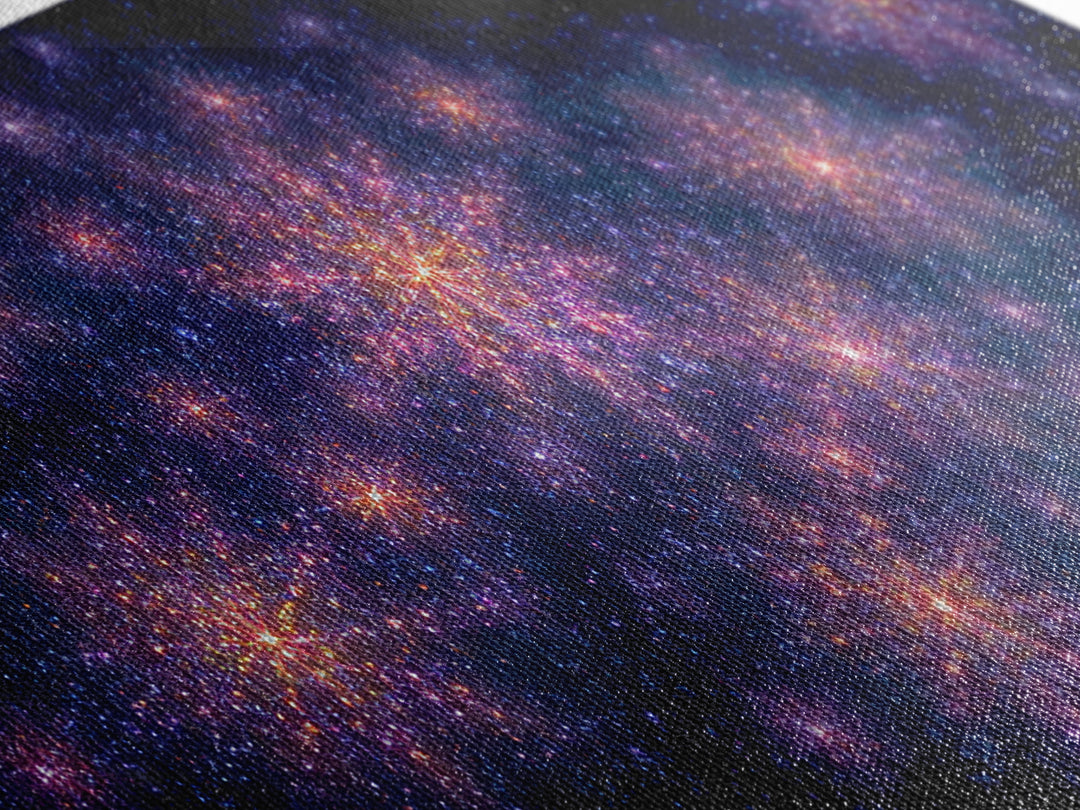 Purple Pink Starfield Galaxy Wall Art, Cosmic Retro Poster, Space Abstract Art, Modern Bedroom Decor, Dreamy Nebula Print