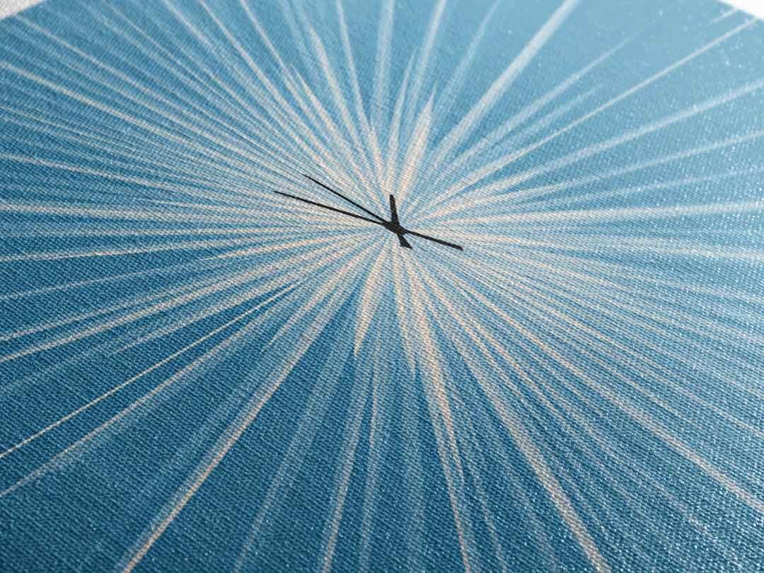 Light Blue White Radial Burst Canvas Print, Modern Abstract Art, Minimalist Wall Art, Geometric Sunburst, Office Decor Print