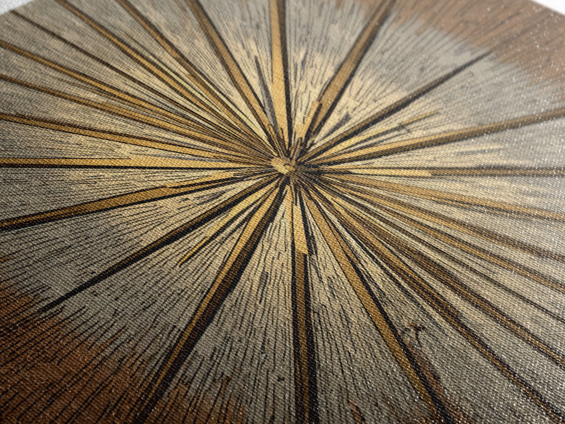 Brown Gold Woodgrain Sunburst Framed Canvas Print, Midcentury Modern Art, Neutral Wall Decor, Geometric Abstract Poster Art