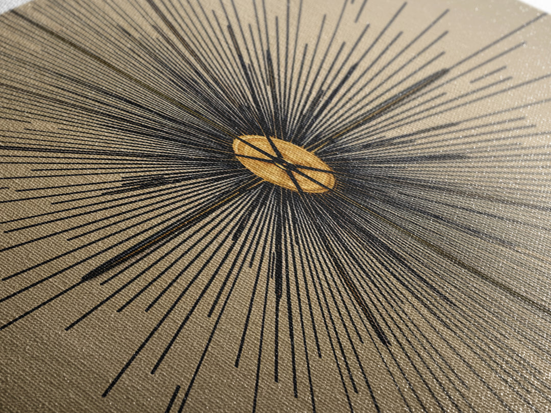 Tan Black Radial Starburst Wall Art, Mid Century Modern Decor, Atomic Geometric Poster, Minimalist Abstract Office Print