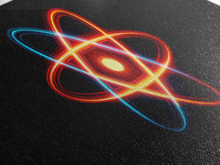 Neon Atomic Symbol Wall Art, Mid Century Modern Decor, Retro Sci Fi Poster, Colorful Space Age Abstract Office Digital Print