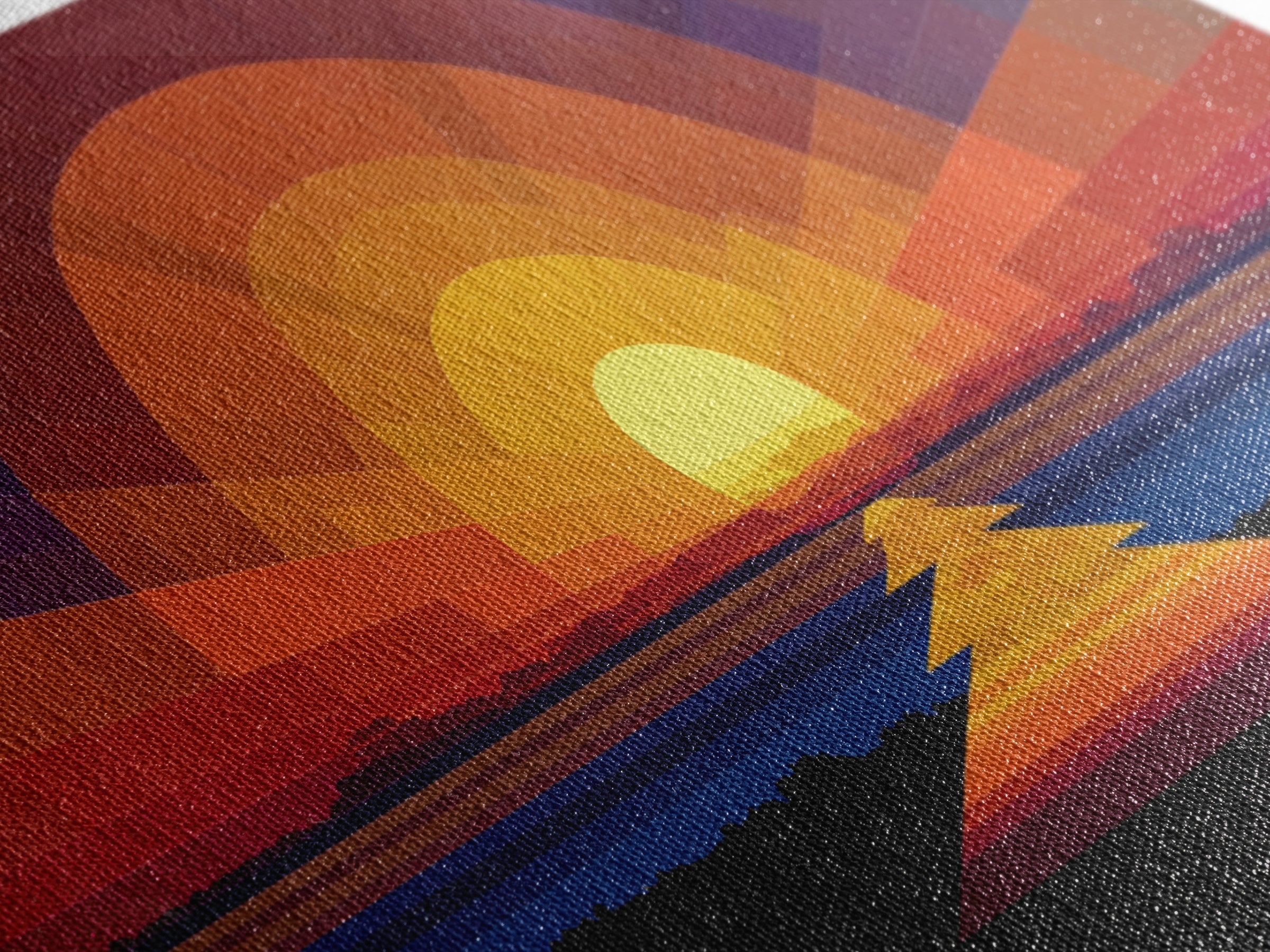 Geometric Sunset Over Ocean Path Wall Art, Mid Century Modern Abstract, Retro Sun Poster, Colorful Living Room Decor Print