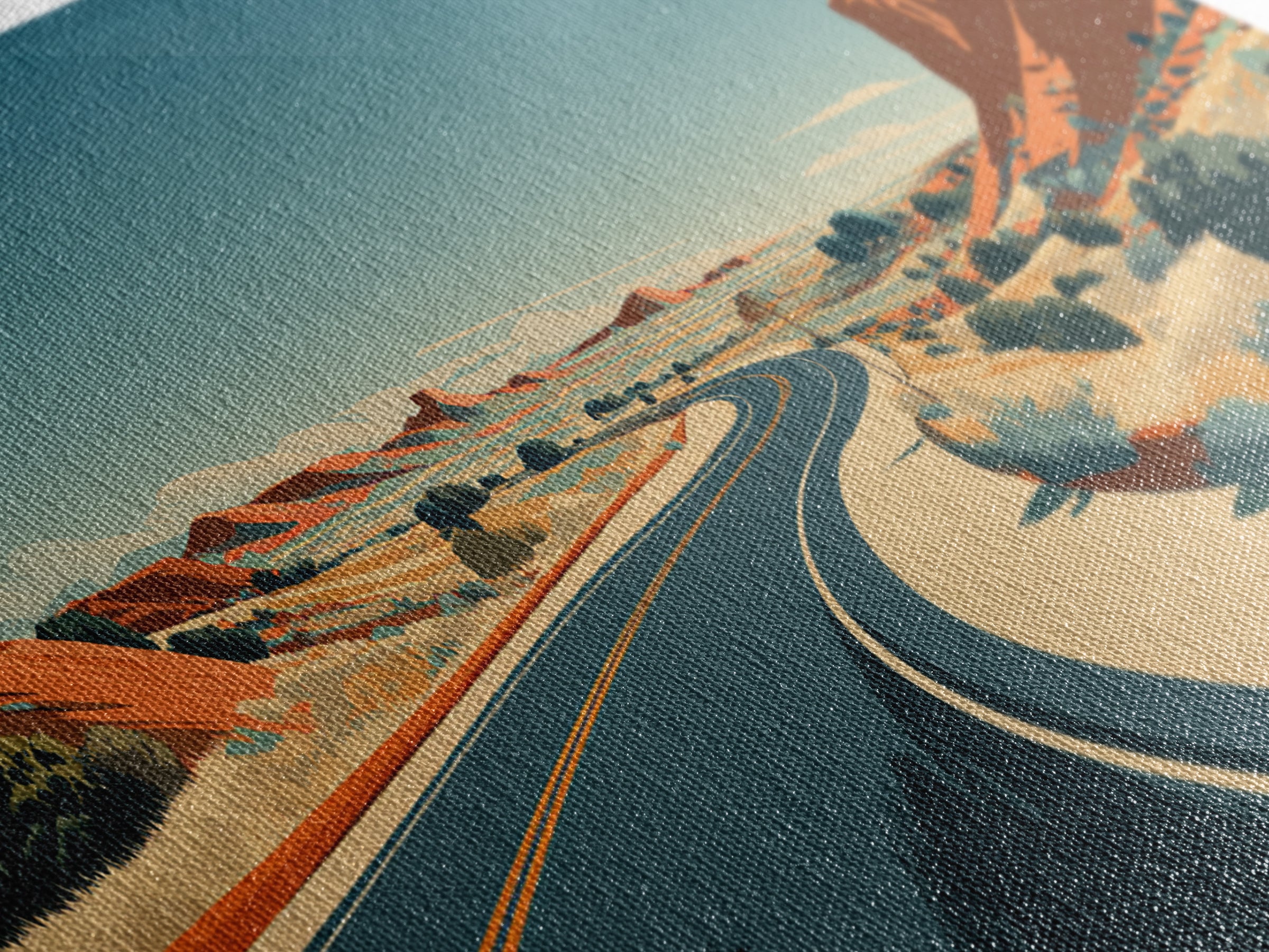 Winding Desert Highway Wall Art, Midcentury Modern Landscape Print, Retro Travel Poster, Southwestern Office Decor For Home