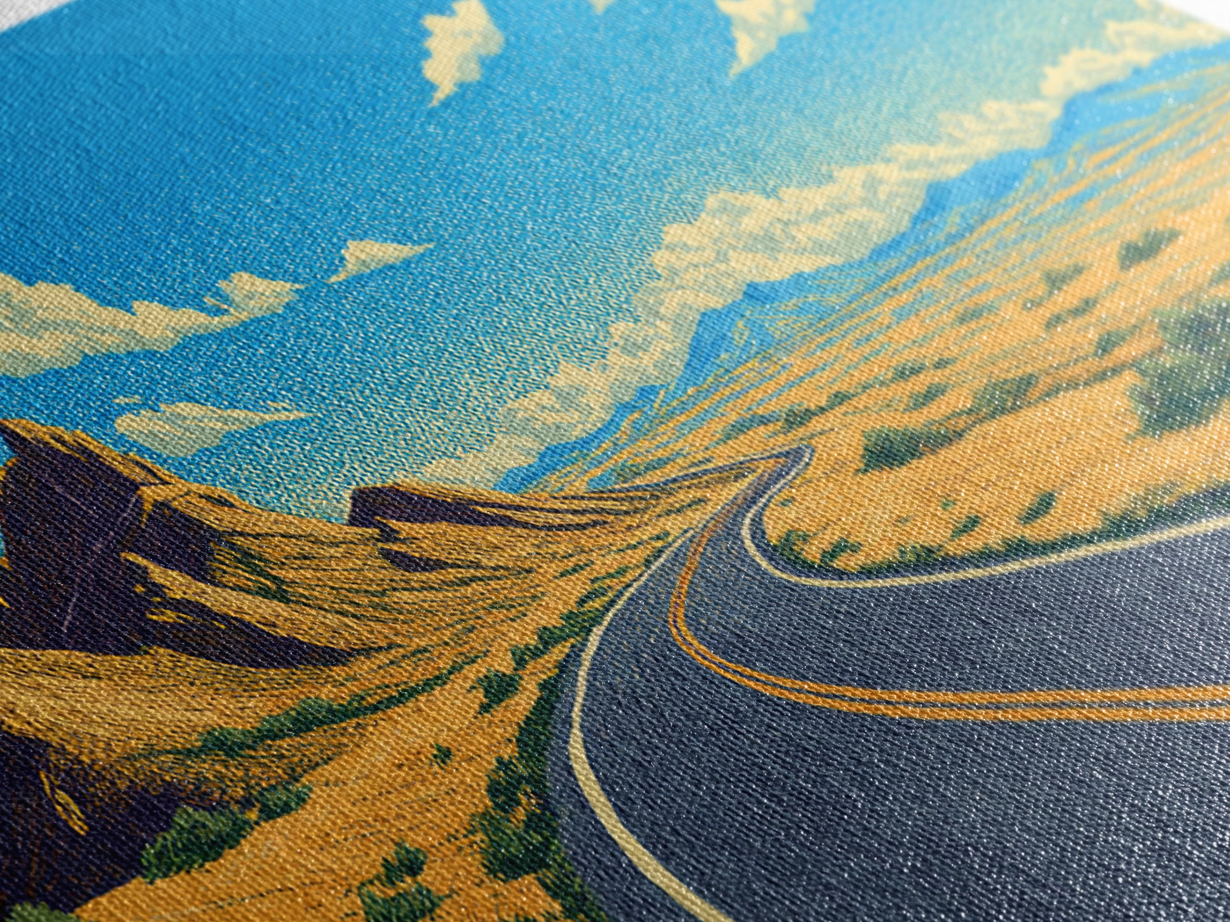 Open Road Mountain Wall Art, Midcentury Modern Landscape Print, Retro Travel Poster, Scenic Southwestern Home Office Decor
