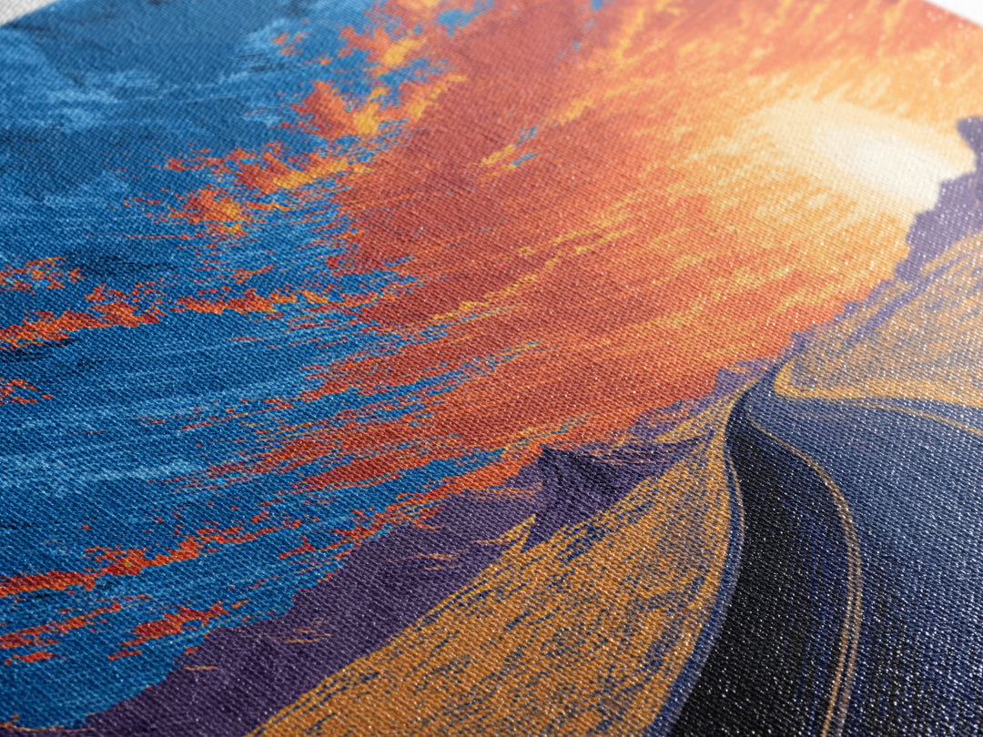 Sunset Highway Desert Wall Art, Midcentury Modern Landscape Print, Retro Travel Poster, Orange Blue Living Room Decor For Home