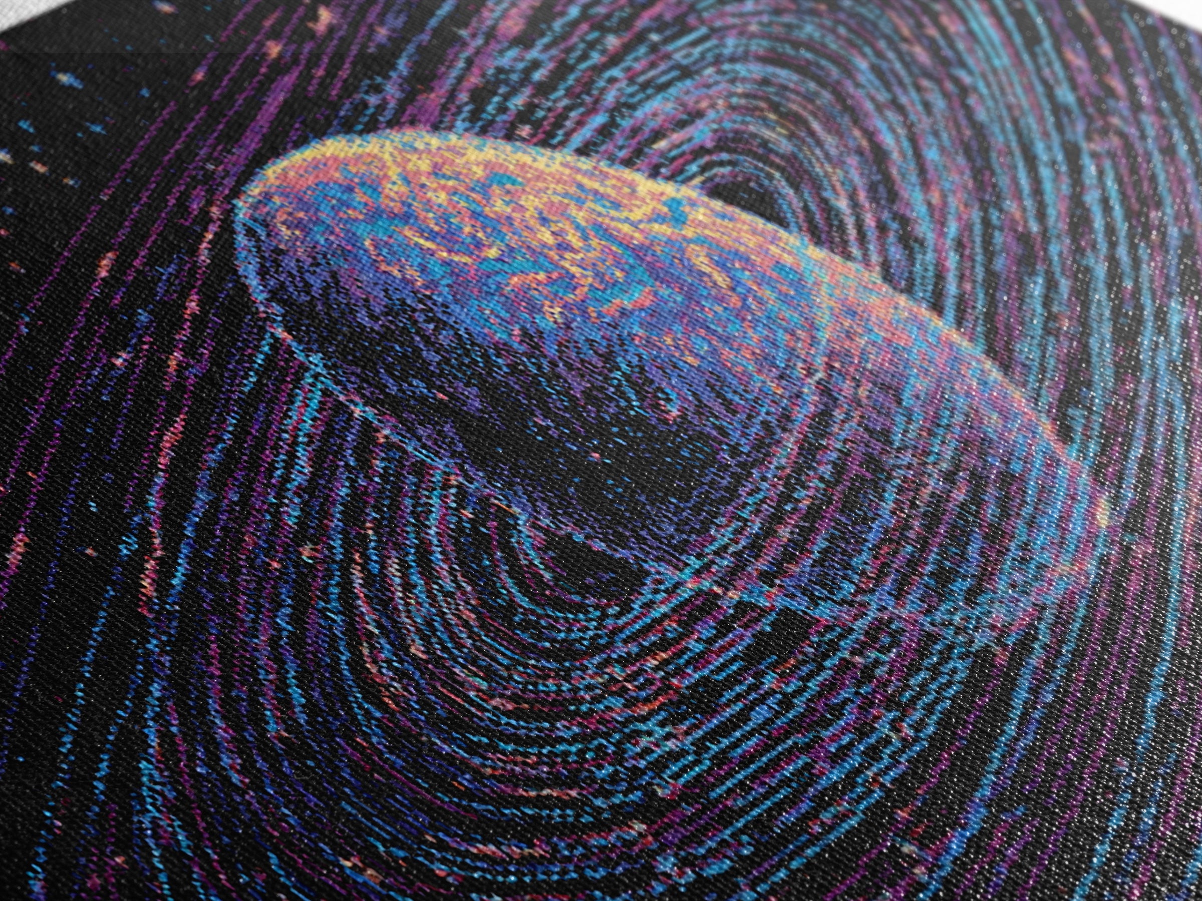 Ringed Planet Space Wall Art, Retro Sci Fi Canvas Print, Cosmic Abstract Art, Modern Digital Art Poster For Bedroom Decor