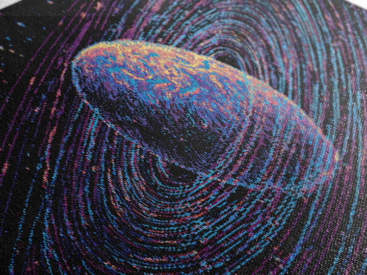 Ringed Planet Space Wall Art, Retro Sci Fi Canvas Print, Cosmic Abstract Art, Modern Digital Art Poster For Bedroom Decor