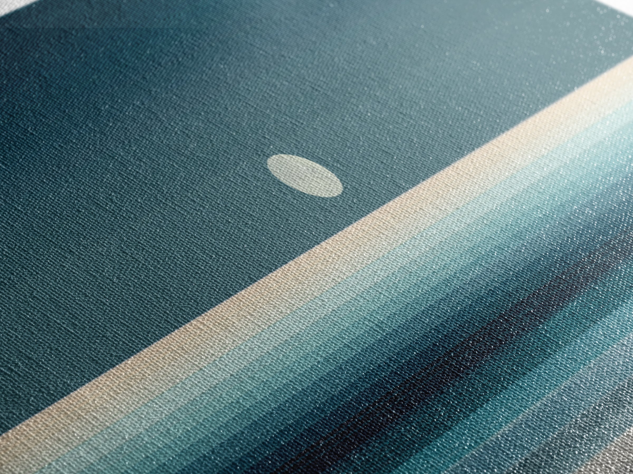 Minimal Moon Over Teal Ocean Canvas Print, Coastal Night Seascape, Modern Wall Art, Blue Horizontal Landscape Decor, Bedroom Art Prints
