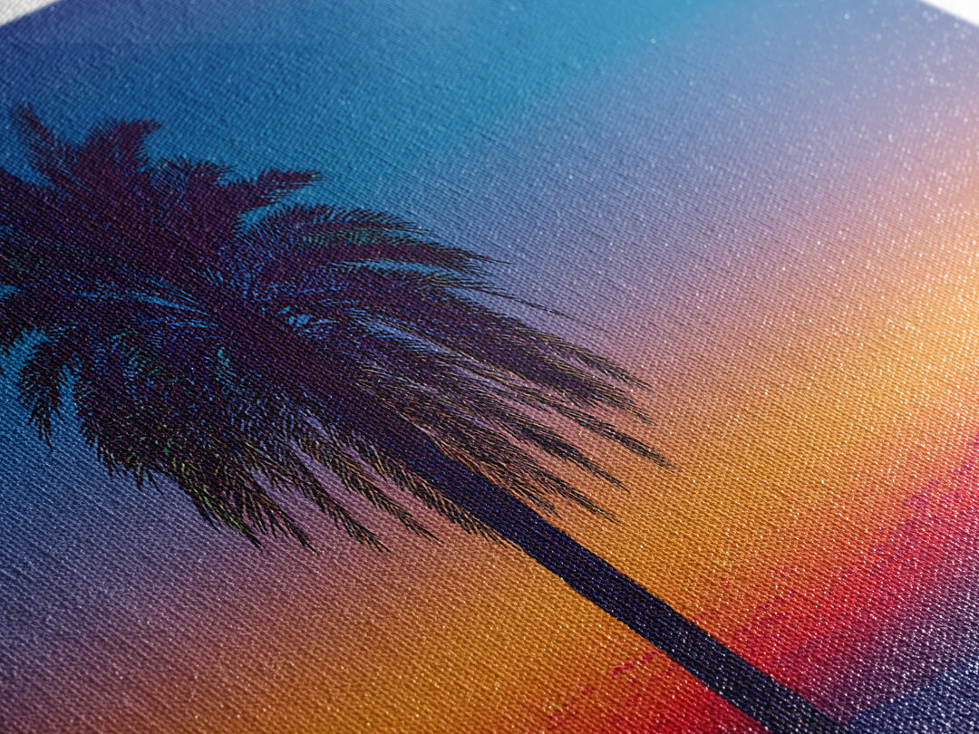 Silhouetted Palm Sunset Wall Art, Retro Tropical Landscape Print, Midcentury Modern Decor, Palm Springs Poster, Coastal Home Decor