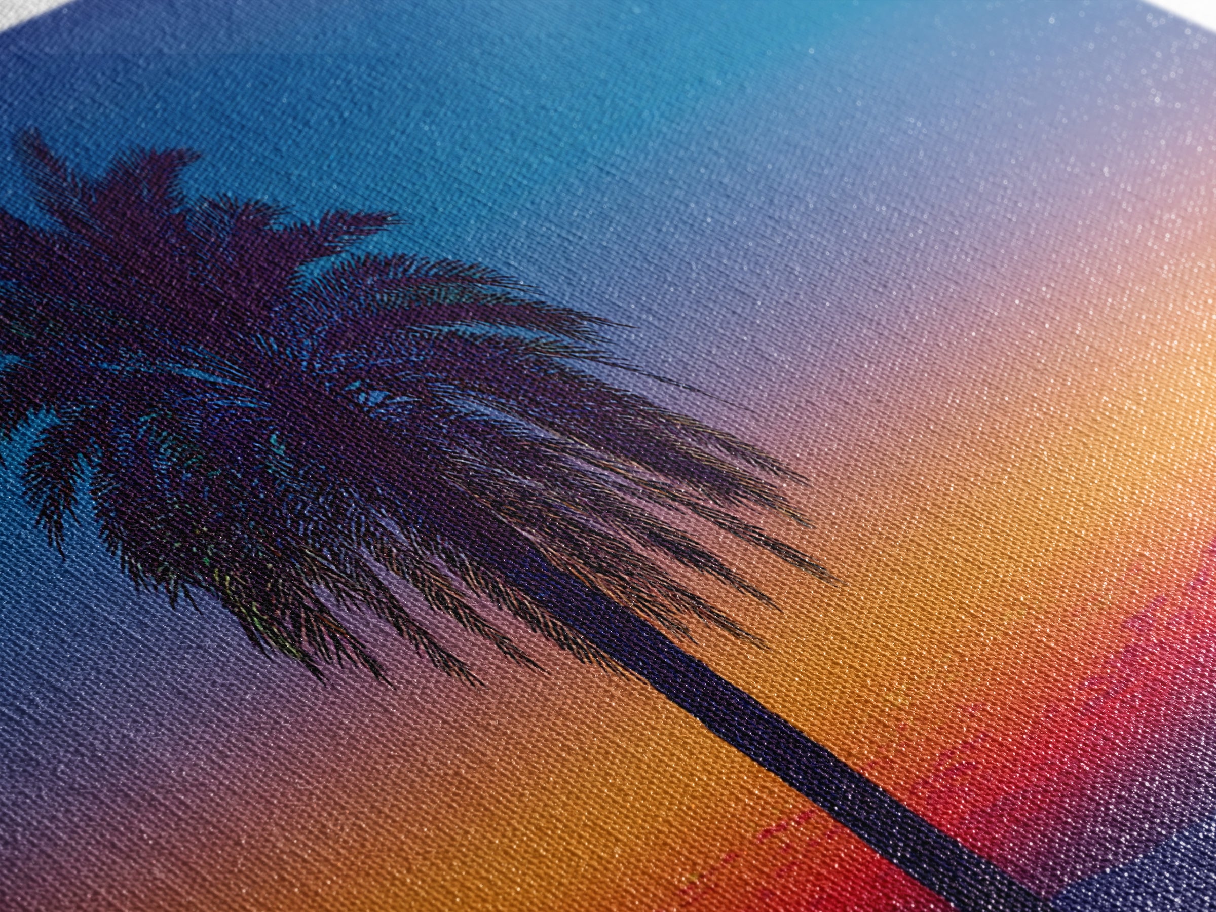 Silhouetted Palm Sunset Wall Art, Retro Tropical Landscape Print, Midcentury Modern Decor, Palm Springs Poster, Coastal Home Decor