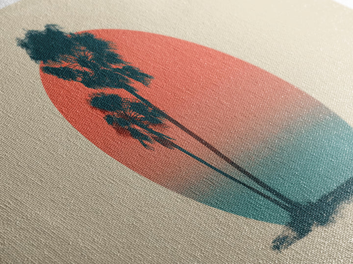 Twin Palms In Sun Circle Wall Art, Minimal Retro Desert Print, Midcentury Modern Decor, Palm Springs Poster, Boho Home Art