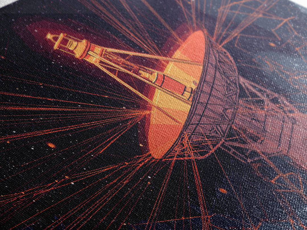 Orange Radio Telescope Under Stars Wall Art, Midcentury Modern Sci Fi Poster, Retro Space Abstract Print, Modern Wall Decor Gift