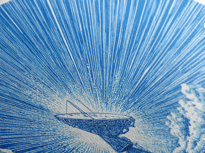 Blue Radio Telescope Skyburst Wall Art, Retro Sci Fi Poster, Atomic Midcentury Modern Art Print For Office And Home Wall Decor