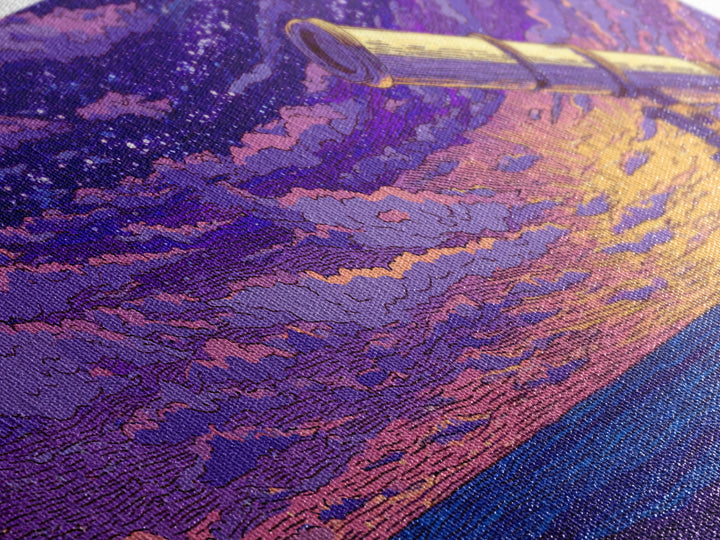 Purple Starry Telescope Ocean Wall Art, Retro Sci Fi Poster, Cosmic Mid Century Modern Decor, Space Astronomy Canvas Print