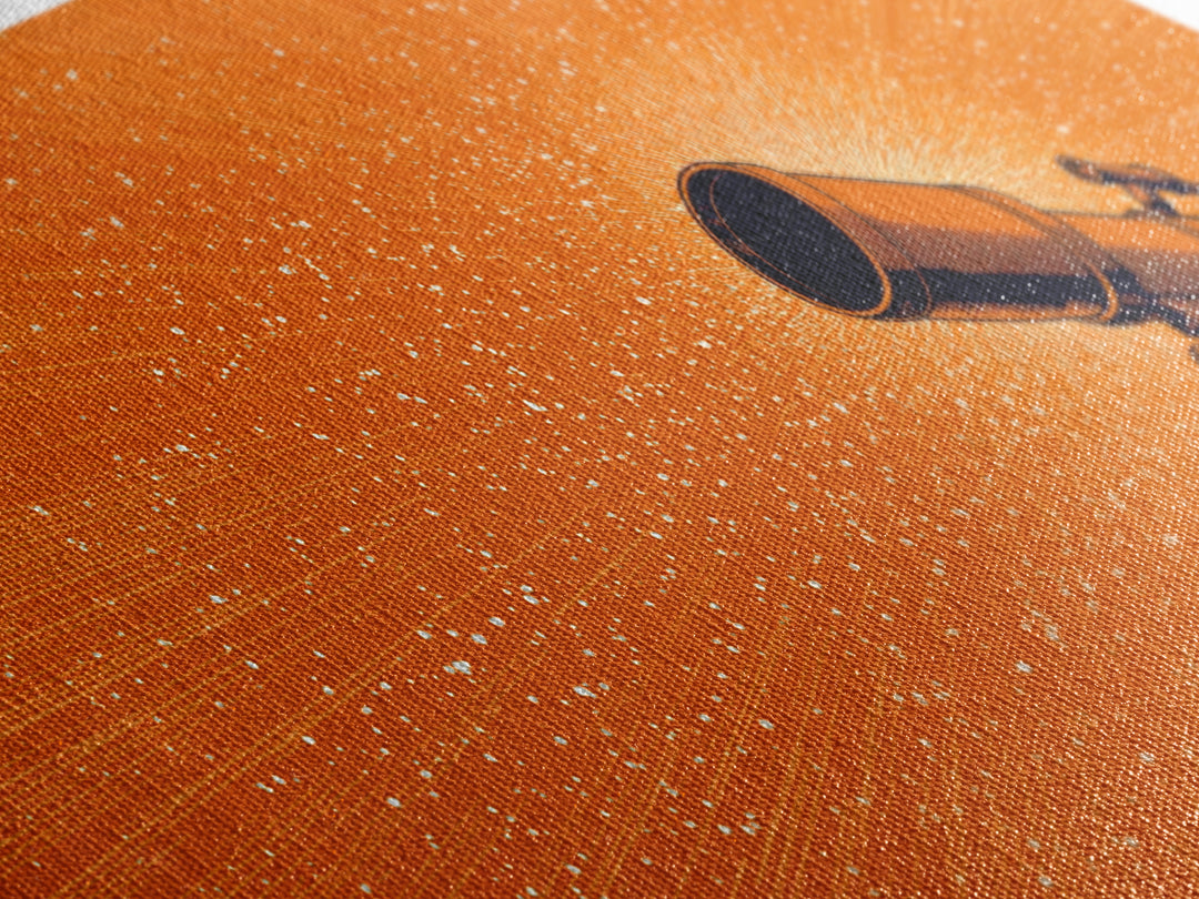 Orange Starfield Telescope Wall Art, Retro Space Poster, Cosmic Astronomy Decor, Mid Century Modern Canvas Print, Office Art
