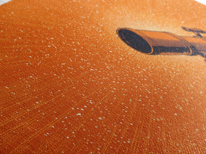 Orange Starfield Telescope Wall Art, Retro Space Poster, Cosmic Astronomy Decor, Mid Century Modern Canvas Print, Office Art