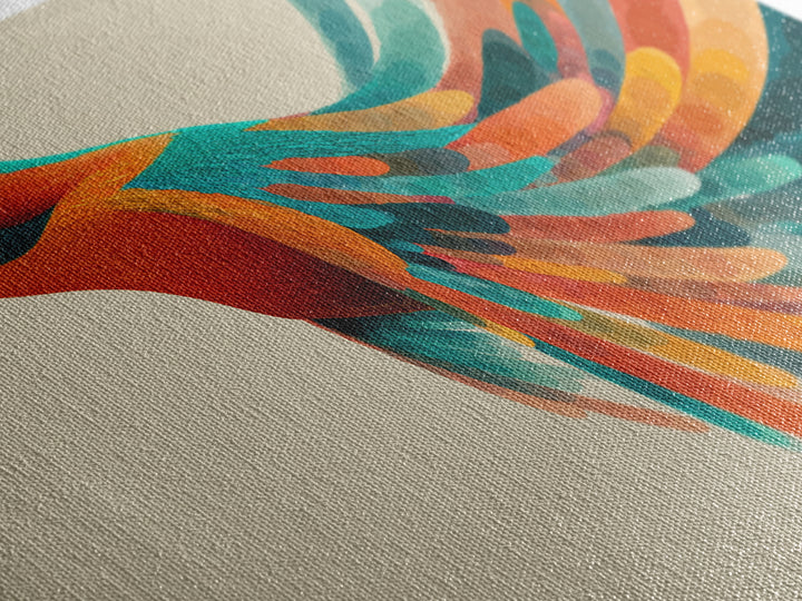 Colorful Hummingbird In Flight Canvas Print, Midcentury Modern Bird Art, Tropical Nature Decor, Vibrant Living Room Wall Art
