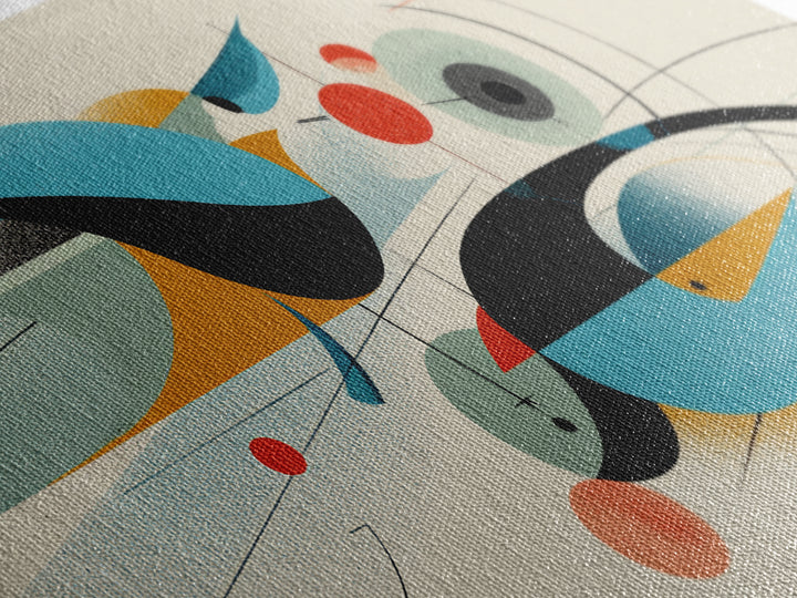 Geometric Abstract Birds Wall Art, Midcentury Modern Shapes Print, Bauhaus Inspired Decor, Teal Orange Living Room Art Print