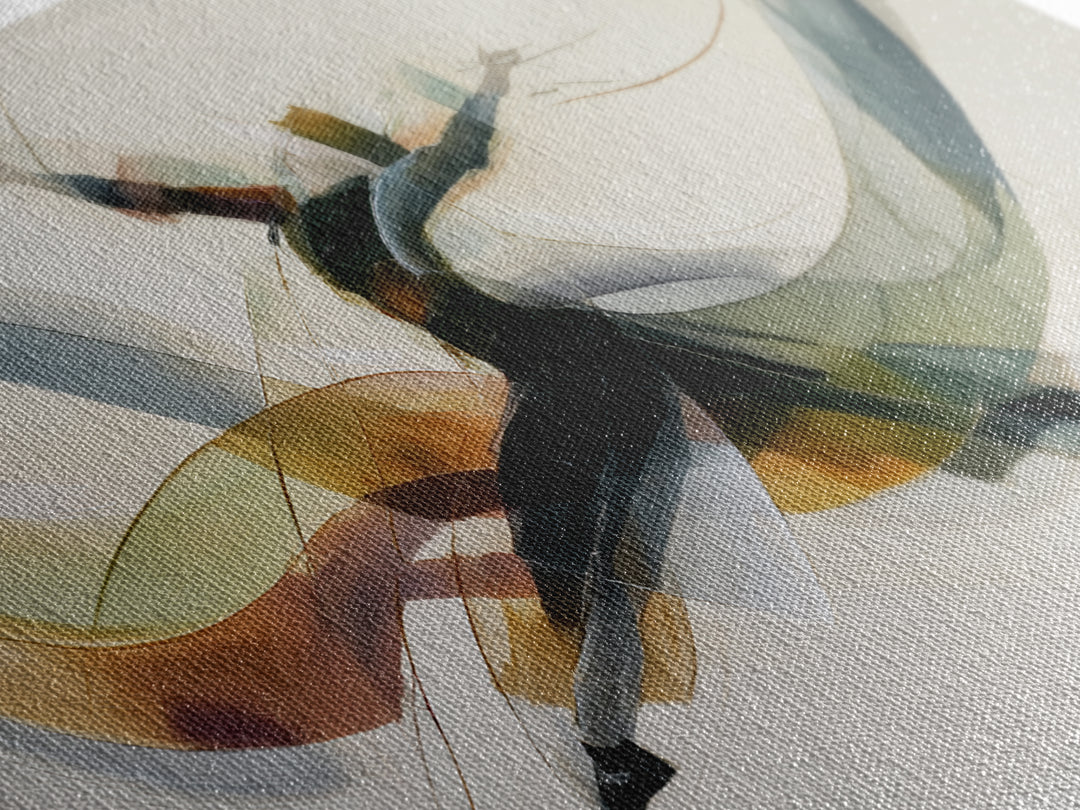 Leaping Abstract Dancer In Soft Ribbon Forms Canvas Print, Modern Contemporary Wall Art, Minimalist Artwork, Bedroom Decor