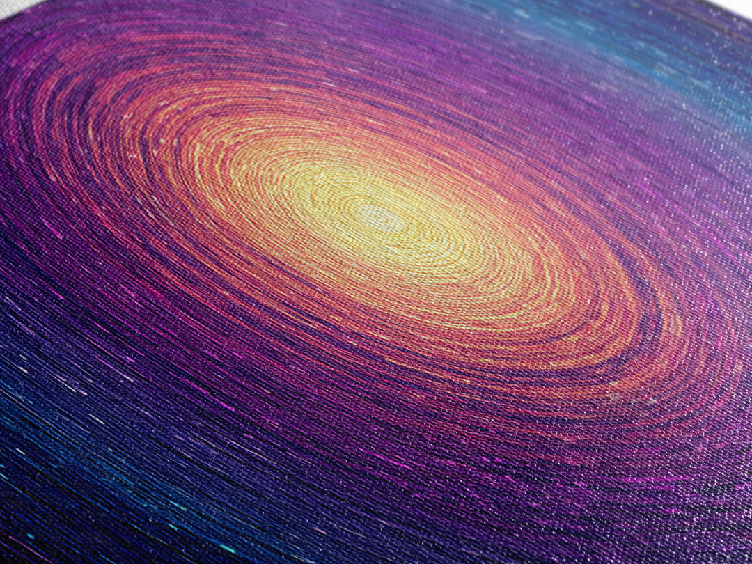 Radiant Magenta Blue Spiral Sun Wall Art, Cosmic Abstract Canvas, Modern Wall Decor, Vibrant Space Print For Living Room