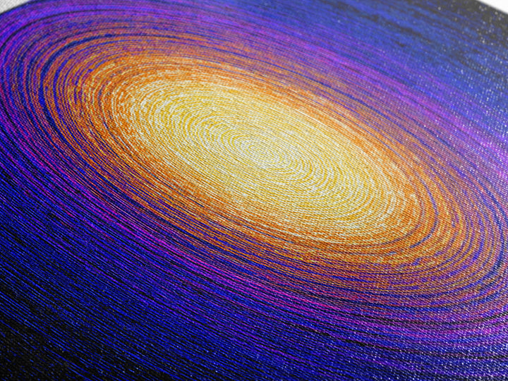Golden Sun Blue Vortex Canvas Print, Cosmic Abstract Wall Art, Modern Retro Poster, Vibrant Space Decor For Living Room Or Office