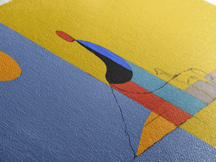 Minimal Yellow Blue Dog Walker Wall Art, Midcentury Modern Abstract Print, Scandinavian Decor, Geometric Home Art Poster