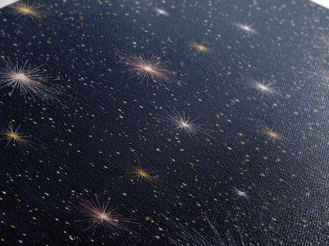 Dark Navy Gold Starry Sky Wall Art, Celestial Space Abstract Print, Modern Home Decor, Cosmic Retro Poster For Bedroom Decor