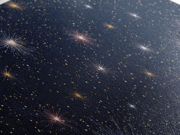 Dark Navy Gold Starry Sky Wall Art, Celestial Space Abstract Print, Modern Home Decor, Cosmic Retro Poster For Bedroom Decor