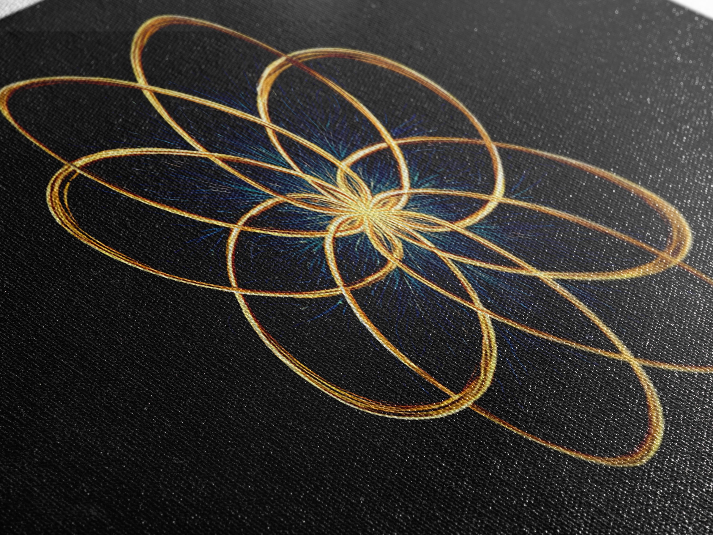 Gold Lotus Flower Line Art Canvas Print, Black And Gold Sacred Geometry Wall Decor, Spiritual Modern Abstract Artwork Gift