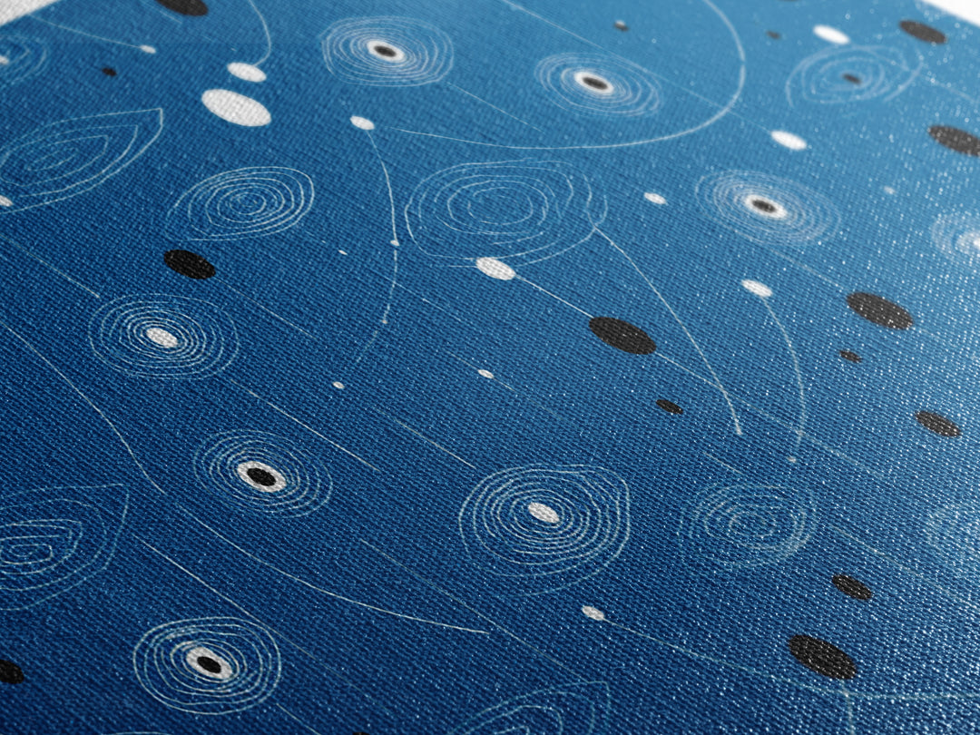 Blue Atomic Space Pattern Wall Art, Midcentury Modern Abstract Art, Retro Sci Fi Poster, Cosmic Modern Home Decor, MCM Wall Decor