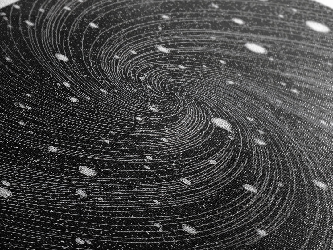 Black And White Spiral Galaxy Wall Art, Midcentury Modern Abstract Art, Retro Space Poster, Monochrome Home Decor, MCM Print
