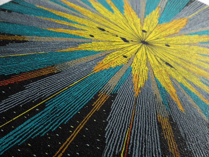 Yellow Teal Cosmic Starburst Canvas Print, Midcentury Modern Space Abstract Wall Art, Atomic Retro MCM Home Decor For Office Decor