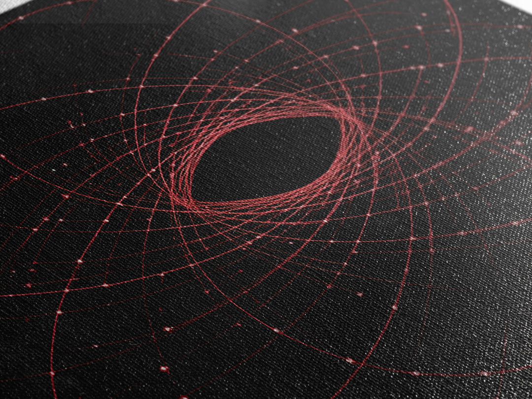 Red Orbital Black Hole Starfield Wall Art, Space Abstract Art, Modern Geometric Art Print, Sci Fi Decor For Home Office Gift