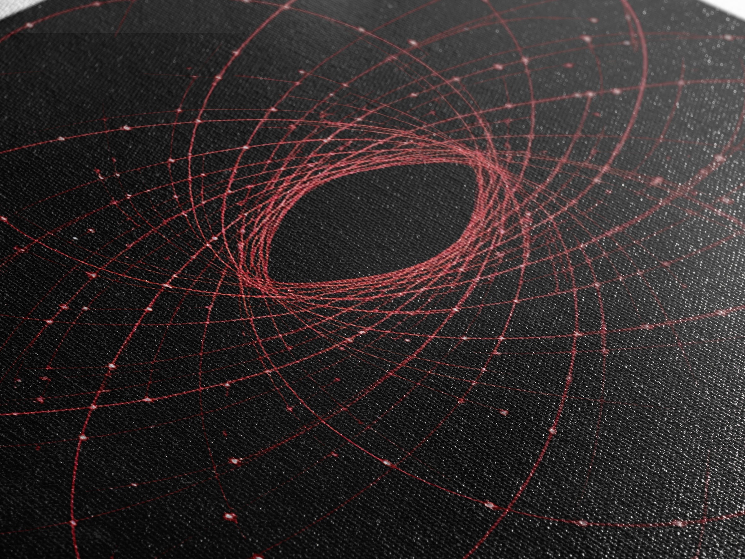 Red Orbital Black Hole Starfield Wall Art, Space Abstract Art, Modern Geometric Art Print, Sci Fi Decor For Home Office Gift