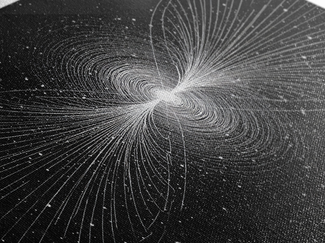 White Particle Wave Cosmic Burst Wall Art, Space Abstract Art, Modern Wall Decor, Sci Fi Poster, Black And White Art Print