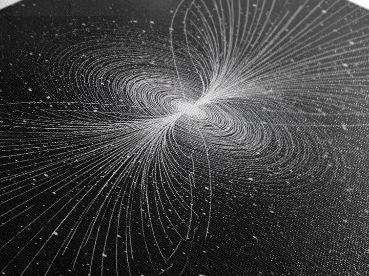 White Particle Wave Cosmic Burst Wall Art, Space Abstract Art, Modern Wall Decor, Sci Fi Poster, Black And White Art Print