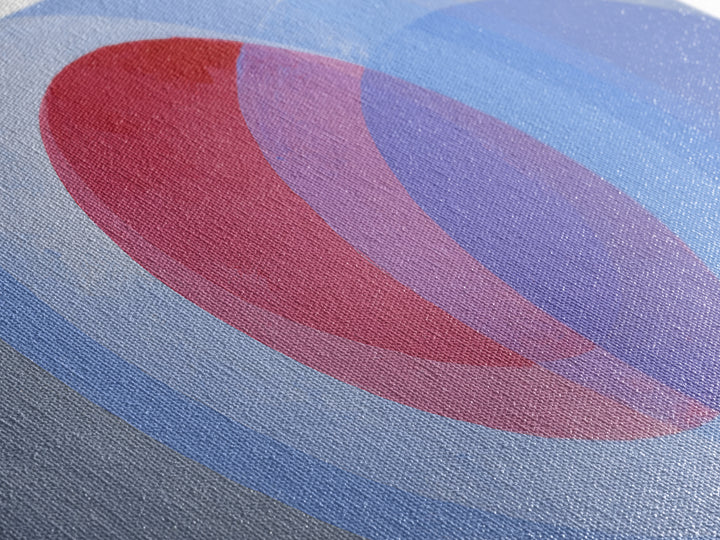 Soft Red Violet And Blue Concentric Circles Canvas Print, Modern Abstract Wall Art, Minimal Geometric Decor, Serene Bedroom Art