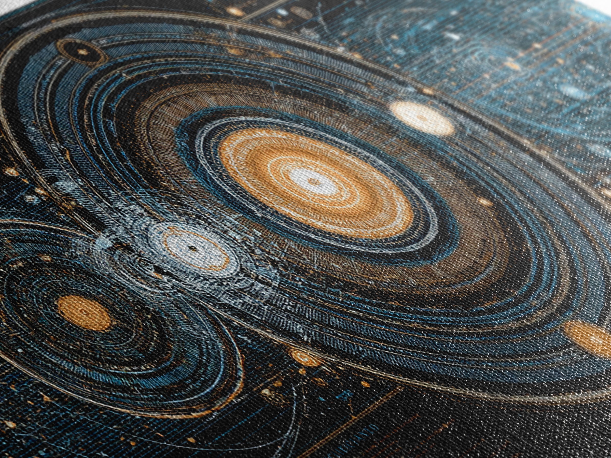 Cosmic Orbit Diagram Wall Art, Sci Fi Galaxy Map, Modern Abstract Art Print, Blue Gold Space Poster, MCM Office Decor Gift